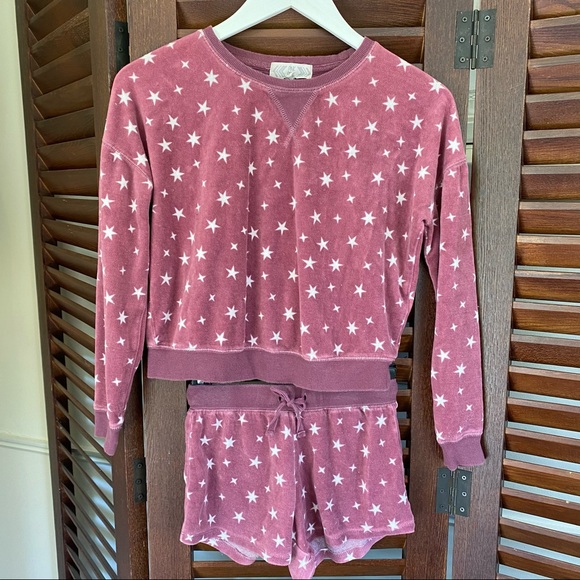 Pink Rose Other - Purple Star print pajama lounge set
